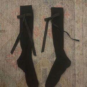 Sandy Liang Recital Black Women's Bow Socks